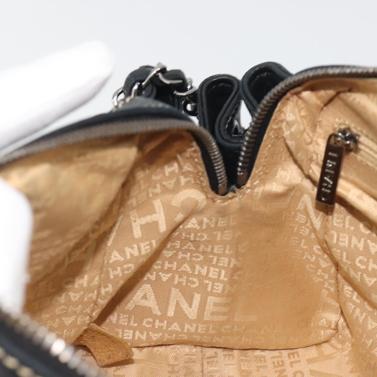 CHANEL CC Chain Hand Bag Leather Black Silver CC Auth am12231SAM
