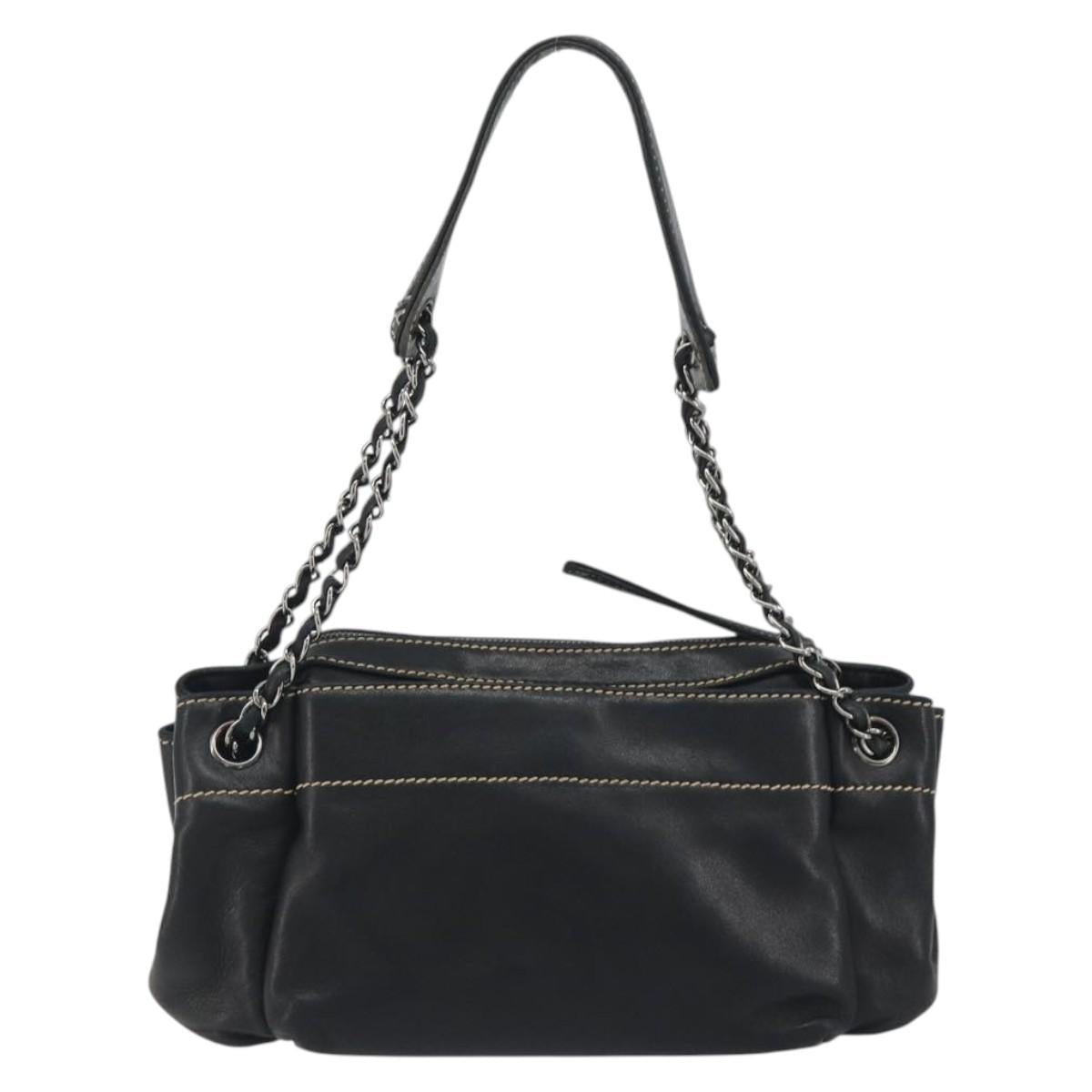 CHANEL CC Chain Hand Bag Leather Black Silver CC Auth am12231SAM