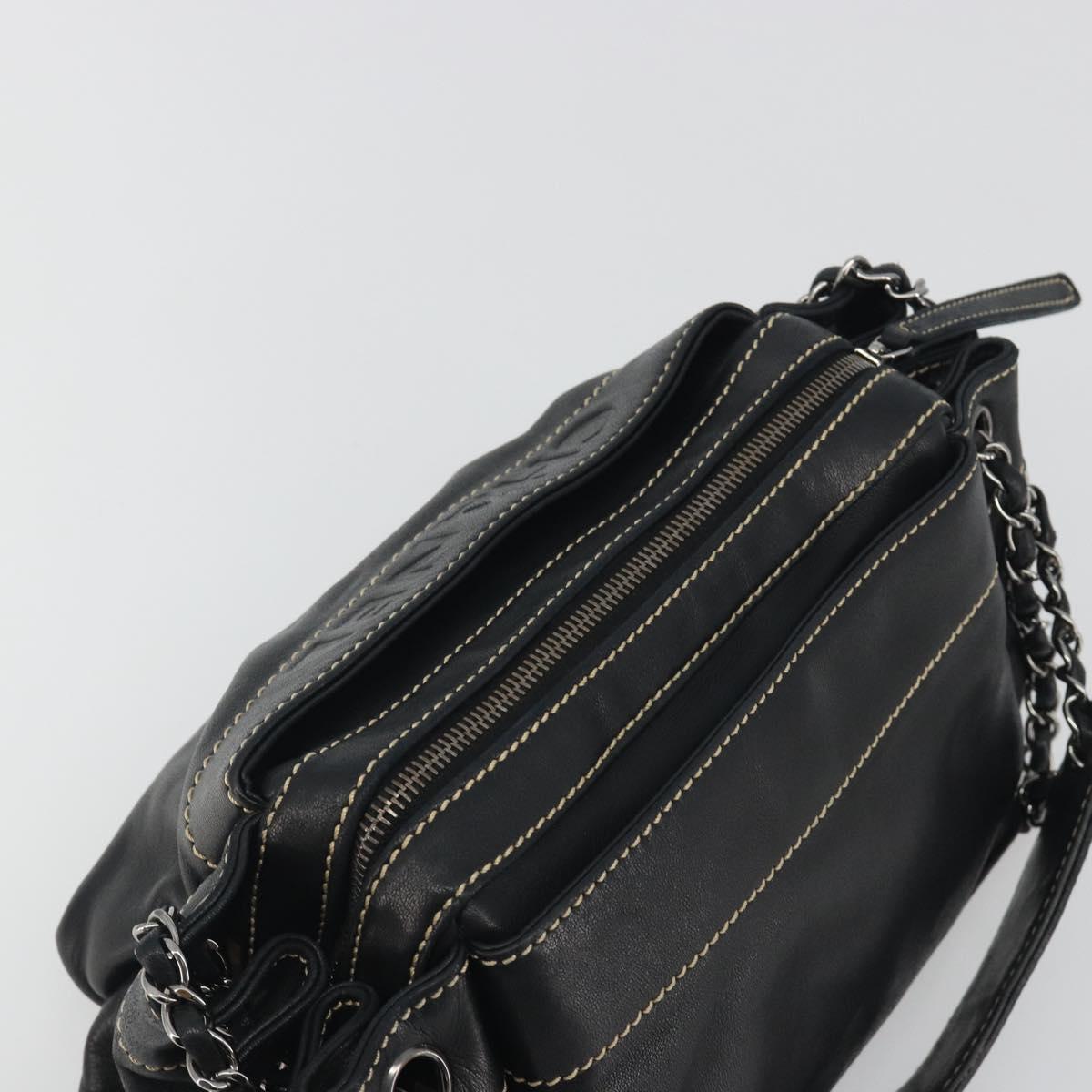 CHANEL CC Chain Hand Bag Leather Black Silver CC Auth am12231SAM