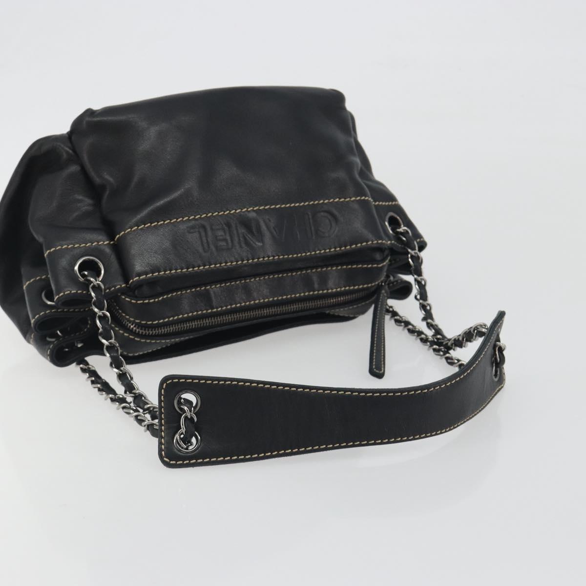 CHANEL CC Chain Hand Bag Leather Black Silver CC Auth am12231SAM
