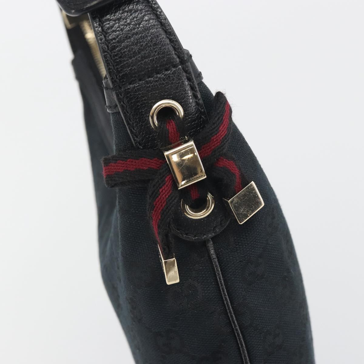 GUCCI GG Canvas Pretty Shoulder Bag Black Gold 162895 Auth am12235V