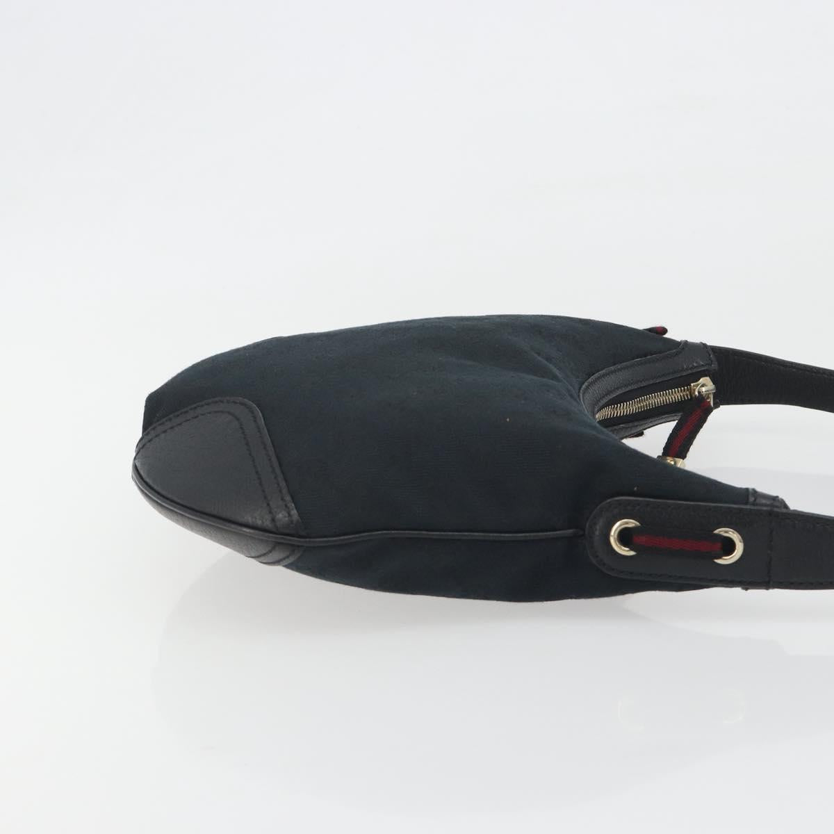GUCCI GG Canvas Pretty Shoulder Bag Black Gold 162895 Auth am12235V