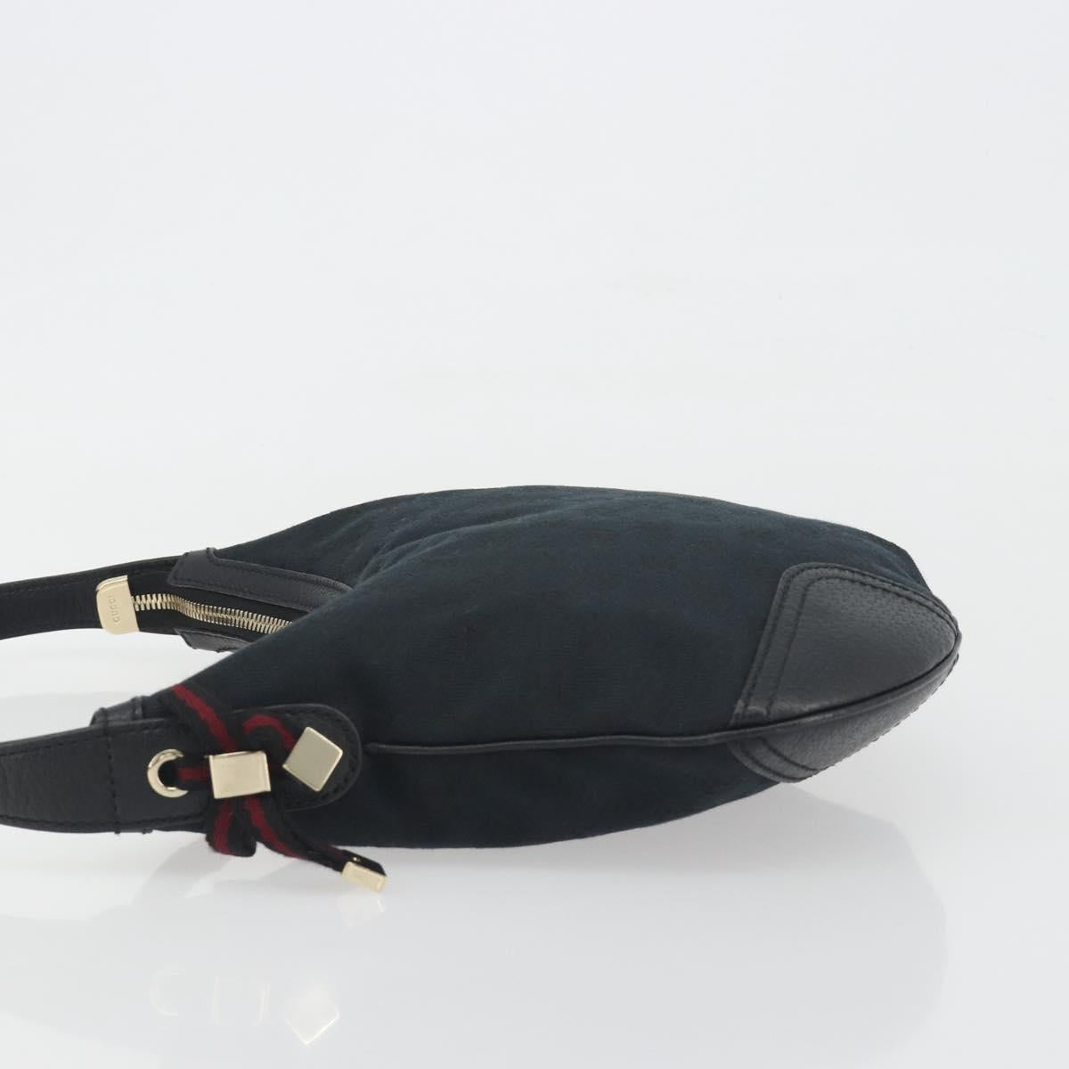 GUCCI GG Canvas Pretty Shoulder Bag Black Gold 162895 Auth am12235V