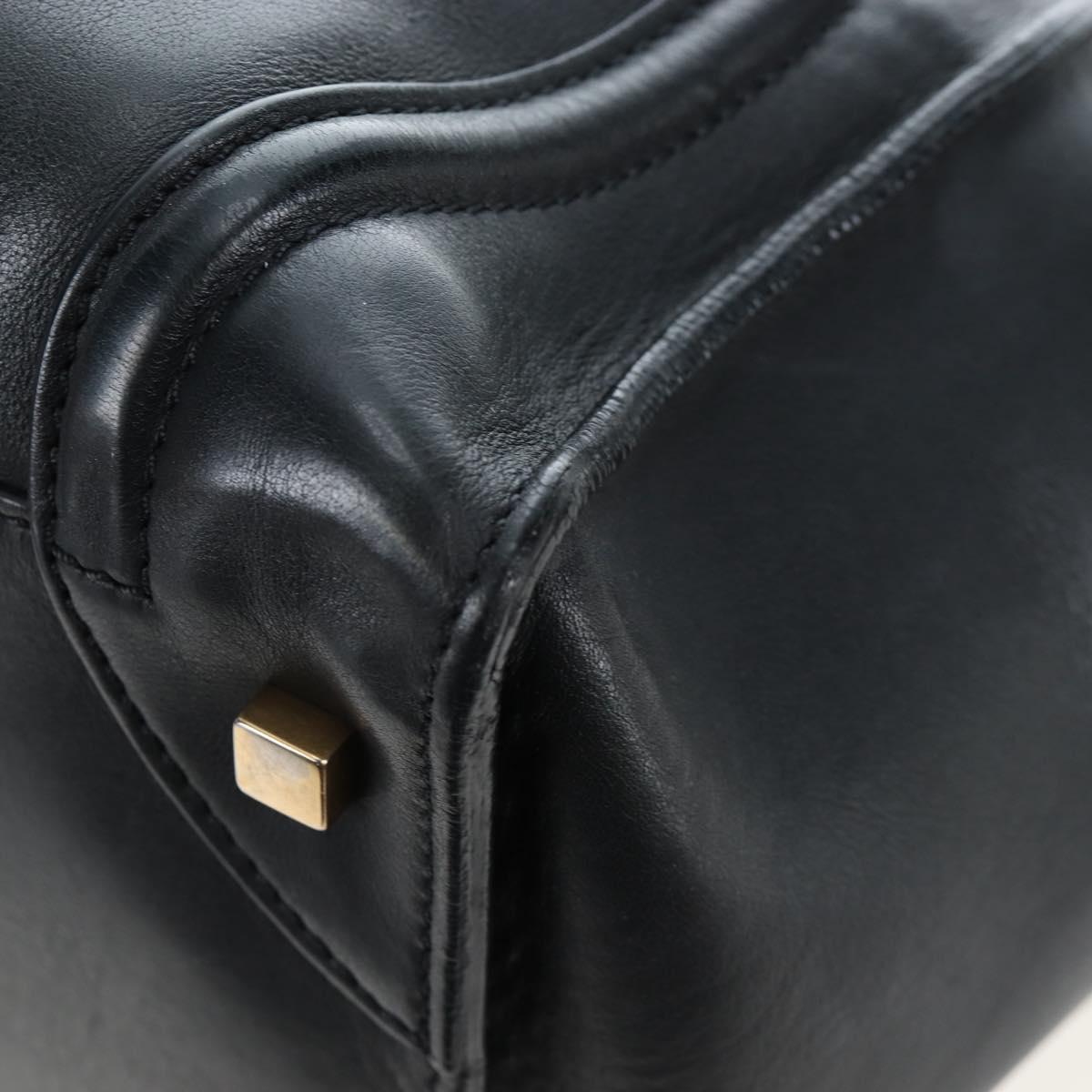 CELINE Luggage Hand Bag Leather Black Gold Auth am12236V