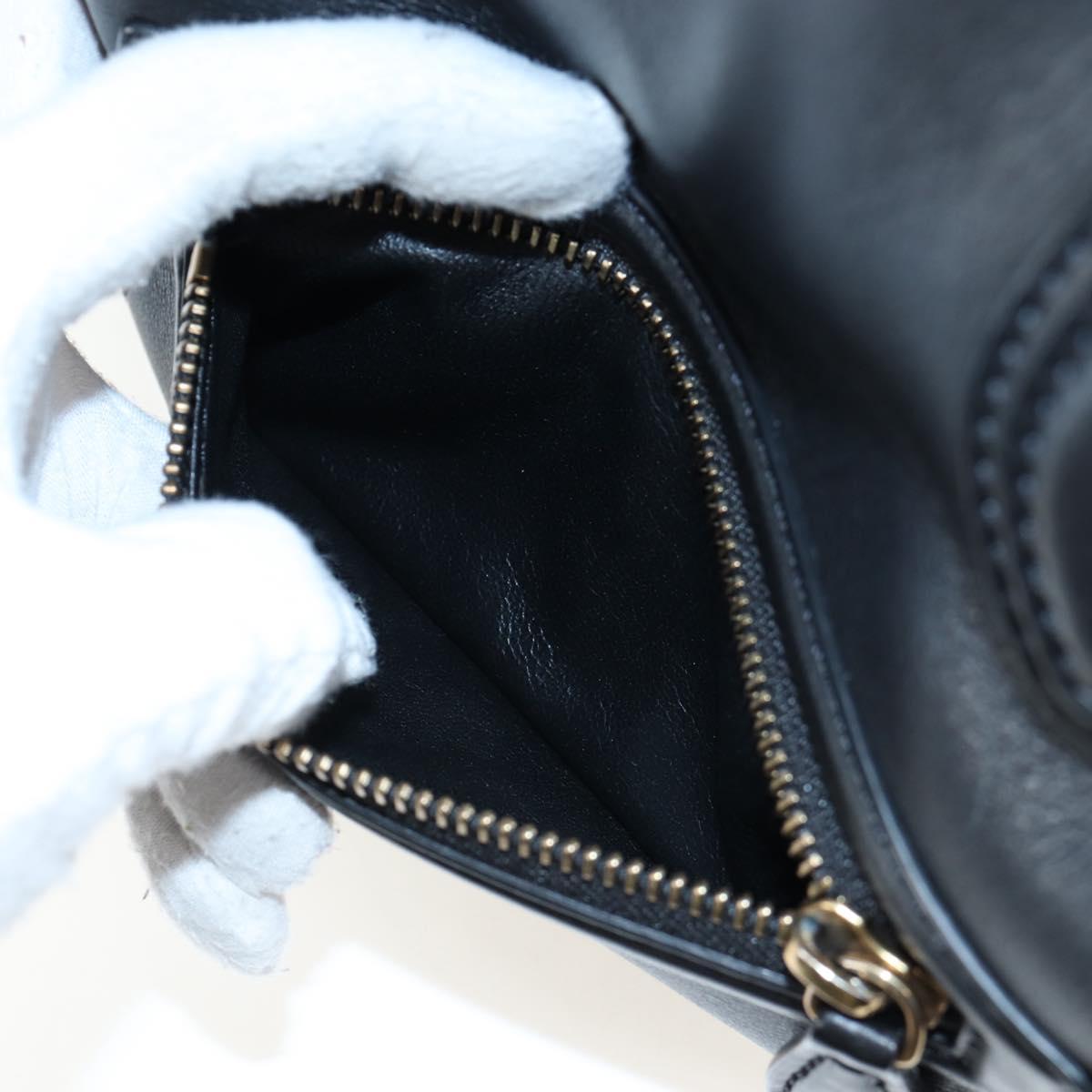 CELINE Luggage Hand Bag Leather Black Gold Auth am12236V