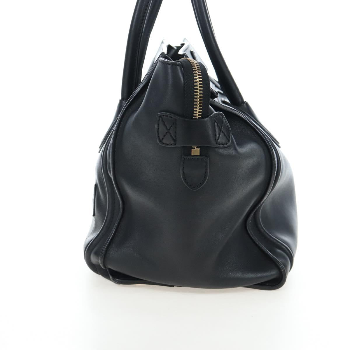 CELINE Luggage Hand Bag Leather Black Gold Auth am12236V