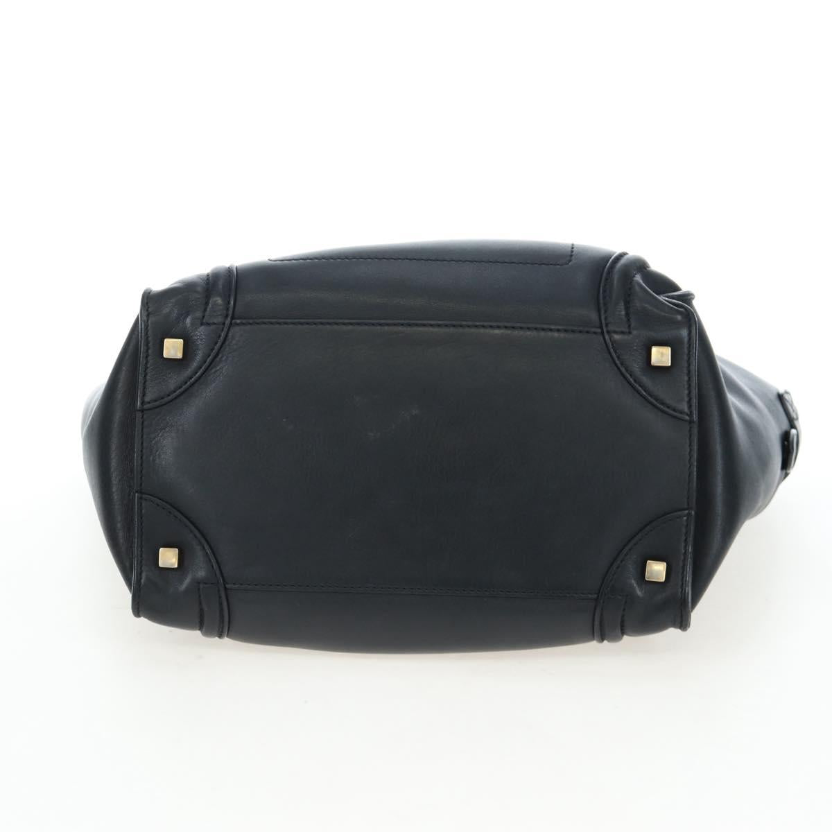 CELINE Luggage Hand Bag Leather Black Gold Auth am12236V