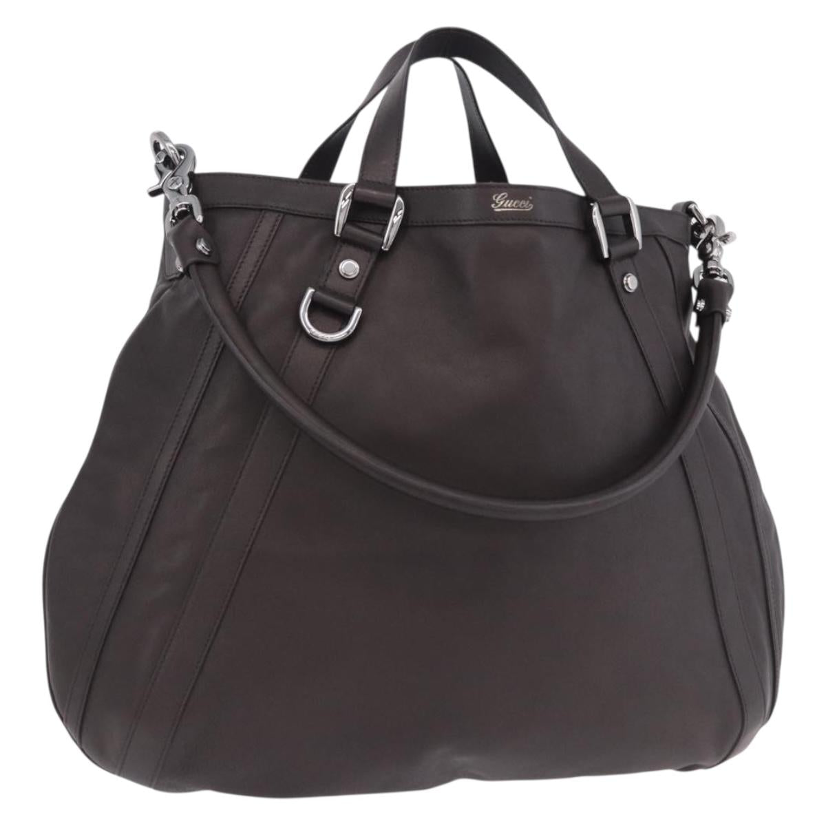 GUCCI Shoulder Bag Leather 2way Outlet Brown Silver 268641 Auth am12238V