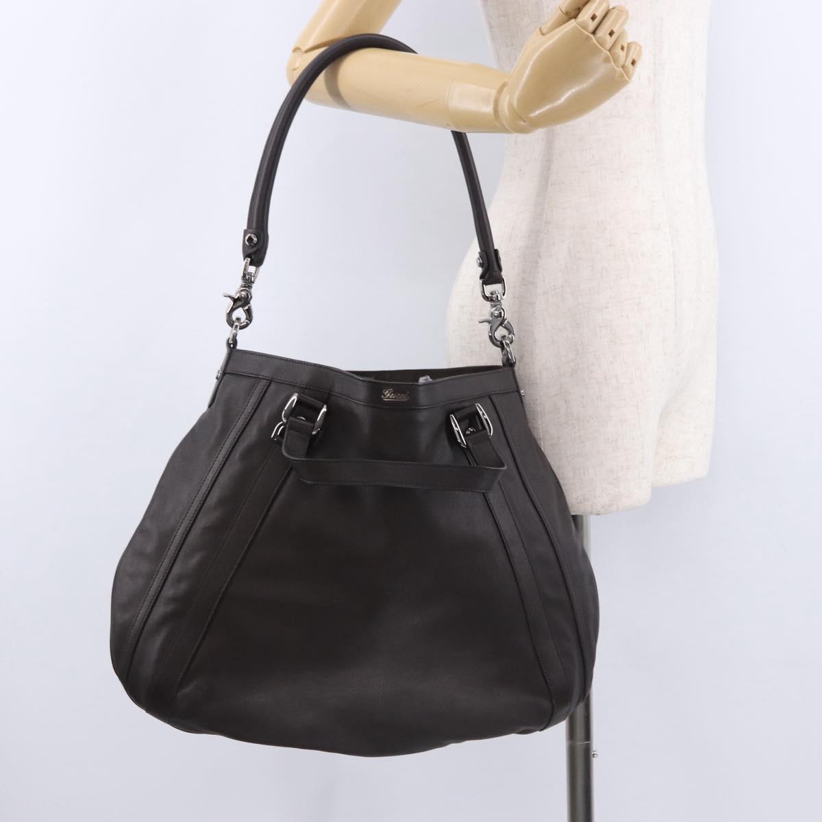 GUCCI Shoulder Bag Leather 2way Outlet Brown Silver 268641 Auth am12238V