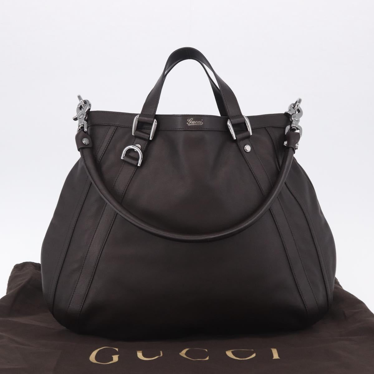 GUCCI Shoulder Bag Leather 2way Outlet Brown Silver 268641 Auth am12238V