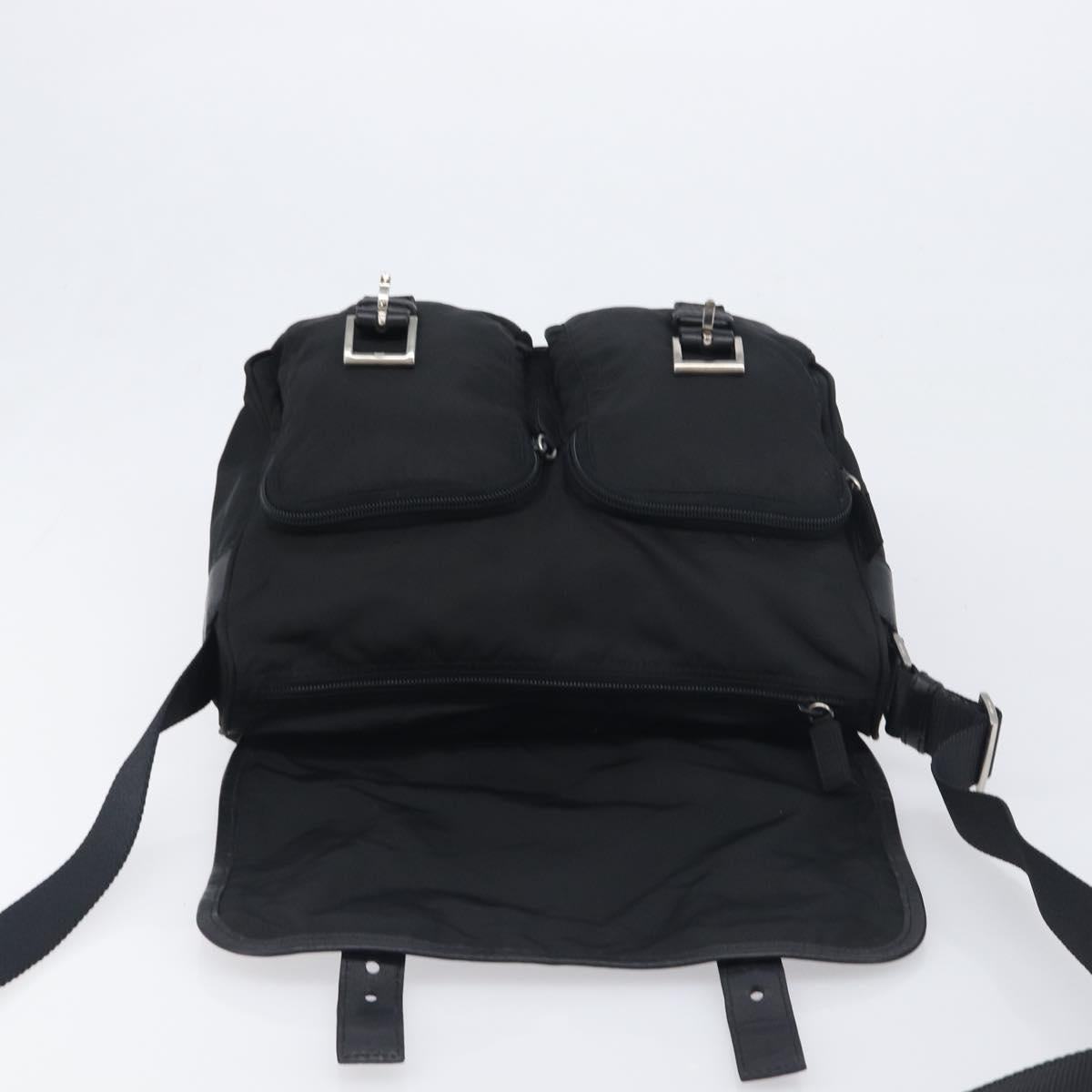 PRADA Shoulder Bag Nylon Black Silver BT0172 Auth am12240V
