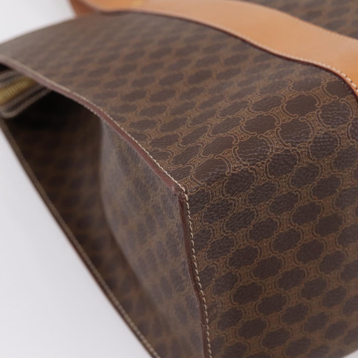 CELINE Macadam Canvas Tote Bag PVC Leather Brown Gold Auth am12243V