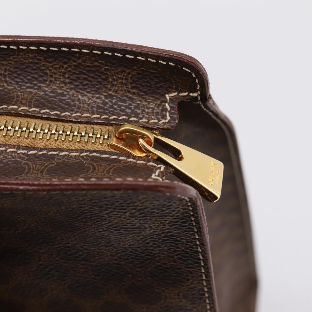 CELINE Macadam Canvas Tote Bag PVC Leather Brown Gold Auth am12243V