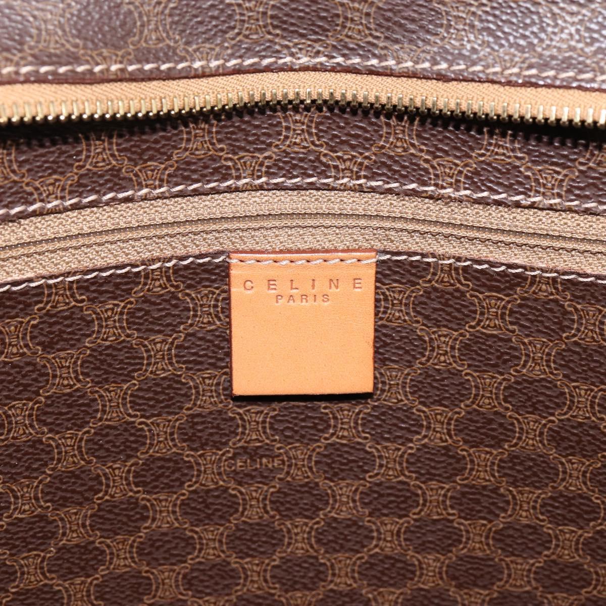 CELINE Macadam Canvas Tote Bag PVC Leather Brown Gold Auth am12243V