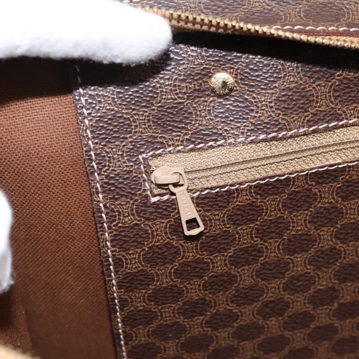 CELINE Macadam Canvas Tote Bag PVC Leather Brown Gold Auth am12243V
