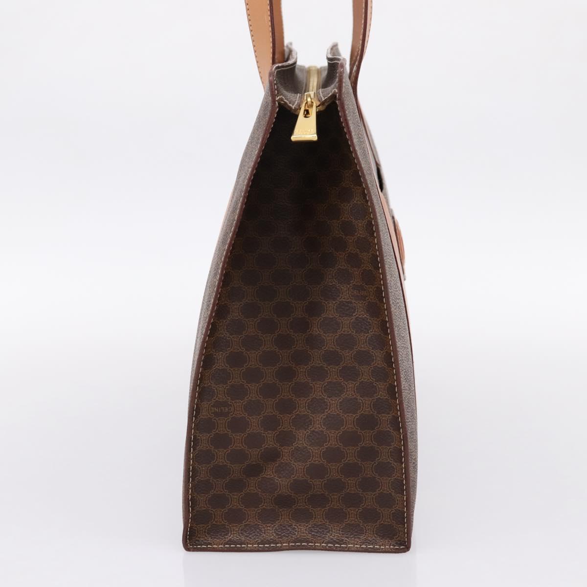 CELINE Macadam Canvas Tote Bag PVC Leather Brown Gold Auth am12243V