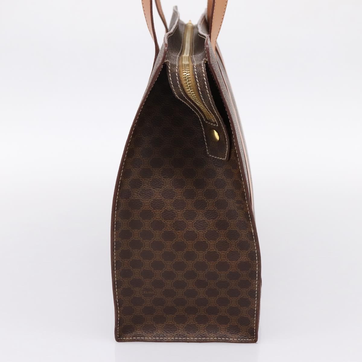 CELINE Macadam Canvas Tote Bag PVC Leather Brown Gold Auth am12243V
