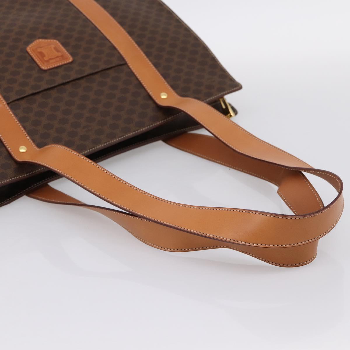 CELINE Macadam Canvas Tote Bag PVC Leather Brown Gold Auth am12243V