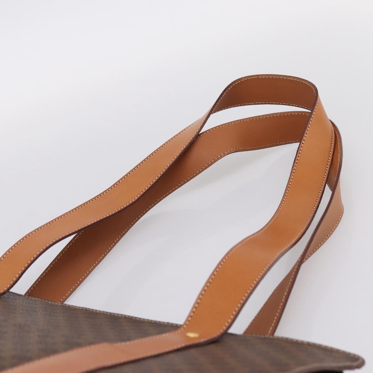 CELINE Macadam Canvas Tote Bag PVC Leather Brown Gold Auth am12243V