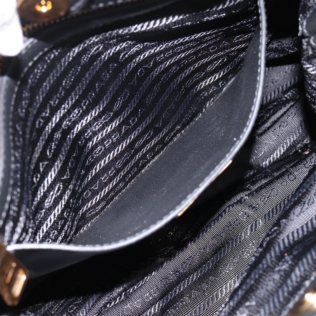 PRADA Tote Bag Calf Skin Black Gold Auth am12245SAM