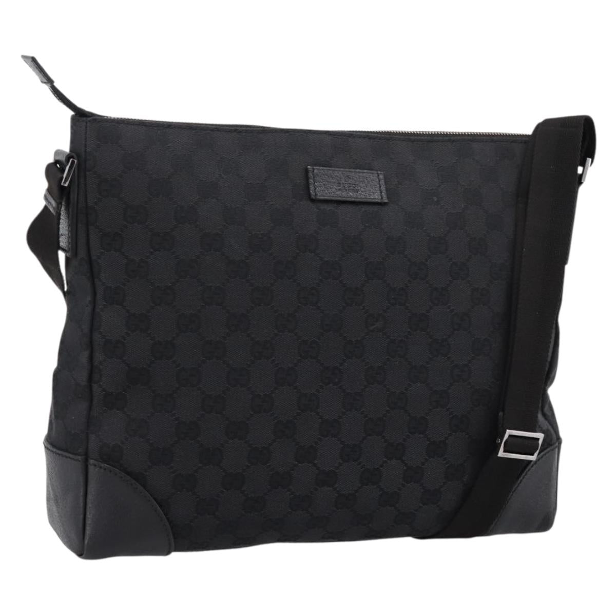 GUCCI GG Canvas Shoulder Bag Black Silver 110054 Auth am12249V