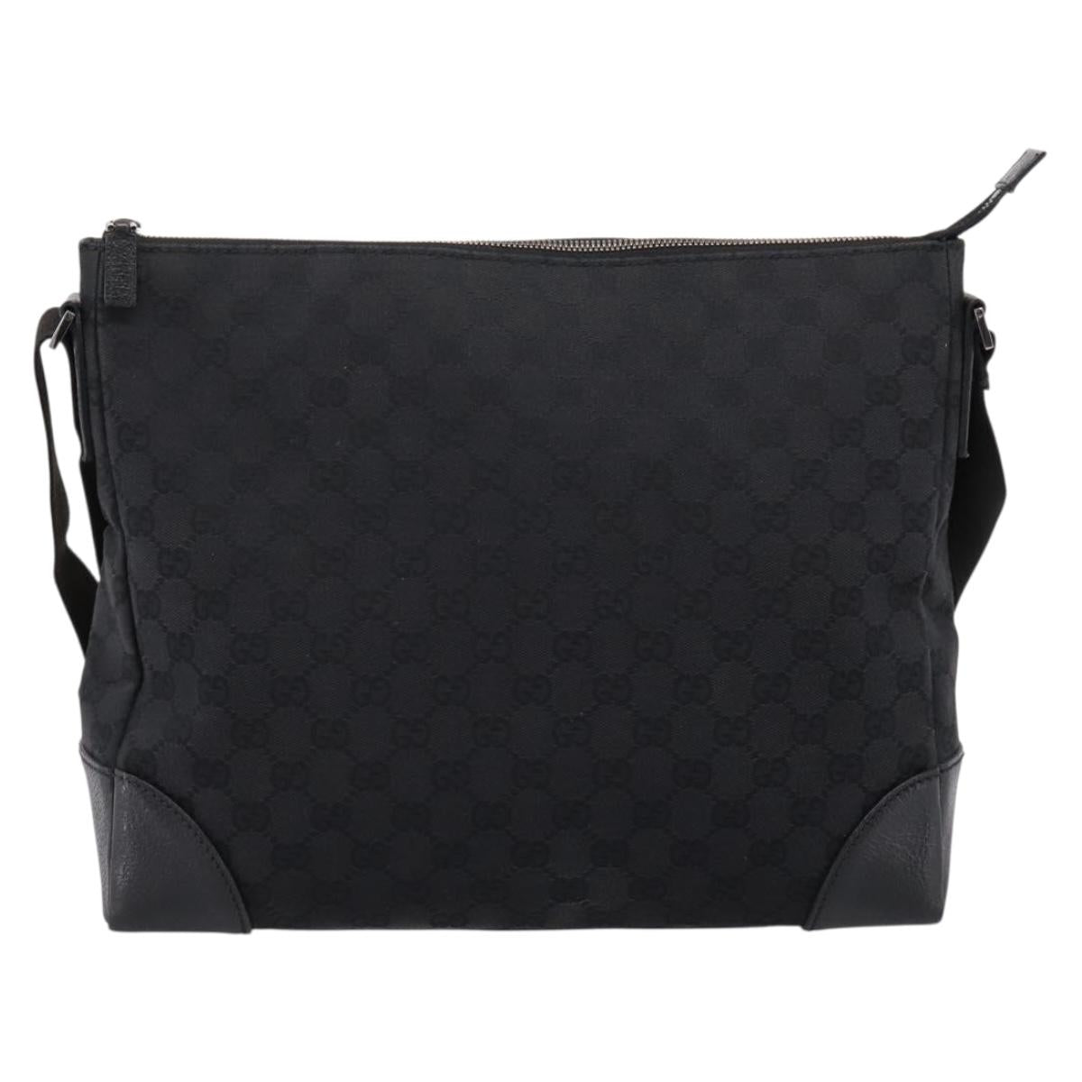 GUCCI GG Canvas Shoulder Bag Black Silver 110054 Auth am12249V