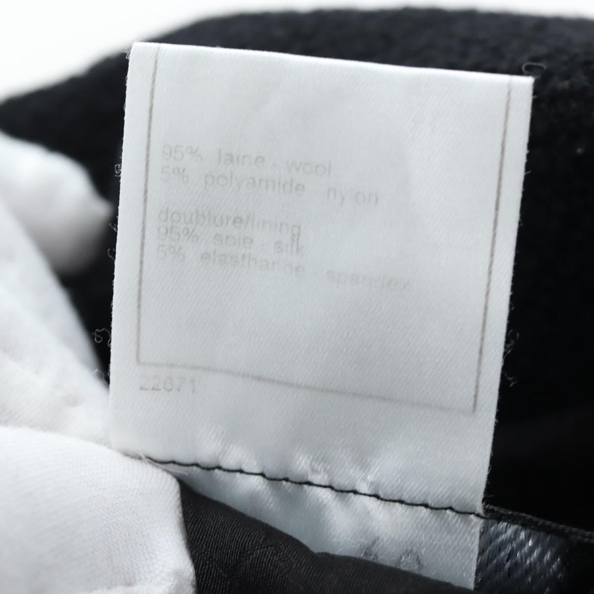 CHANEL Jacket Wool tweed Black CC Auth am12252SAM