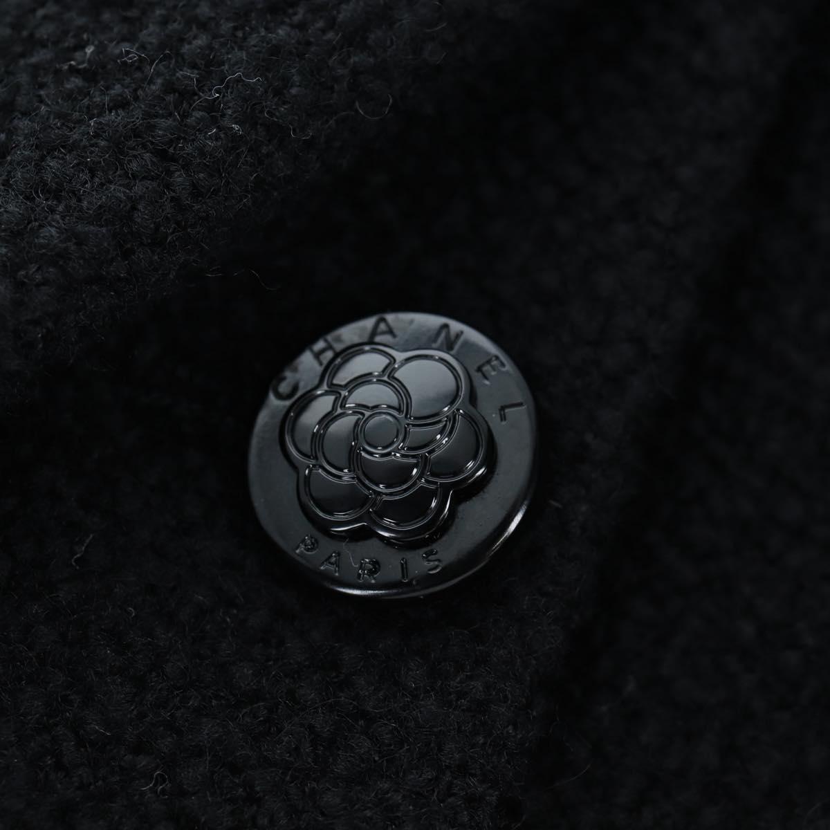 CHANEL Jacket Wool tweed Black CC Auth am12252SAM