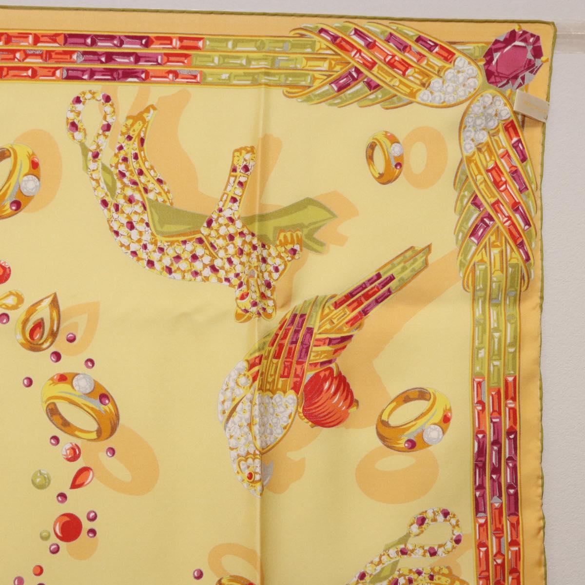 CARTIER Jewelry Pattern Scarf Silk Yellow Auth am12255M