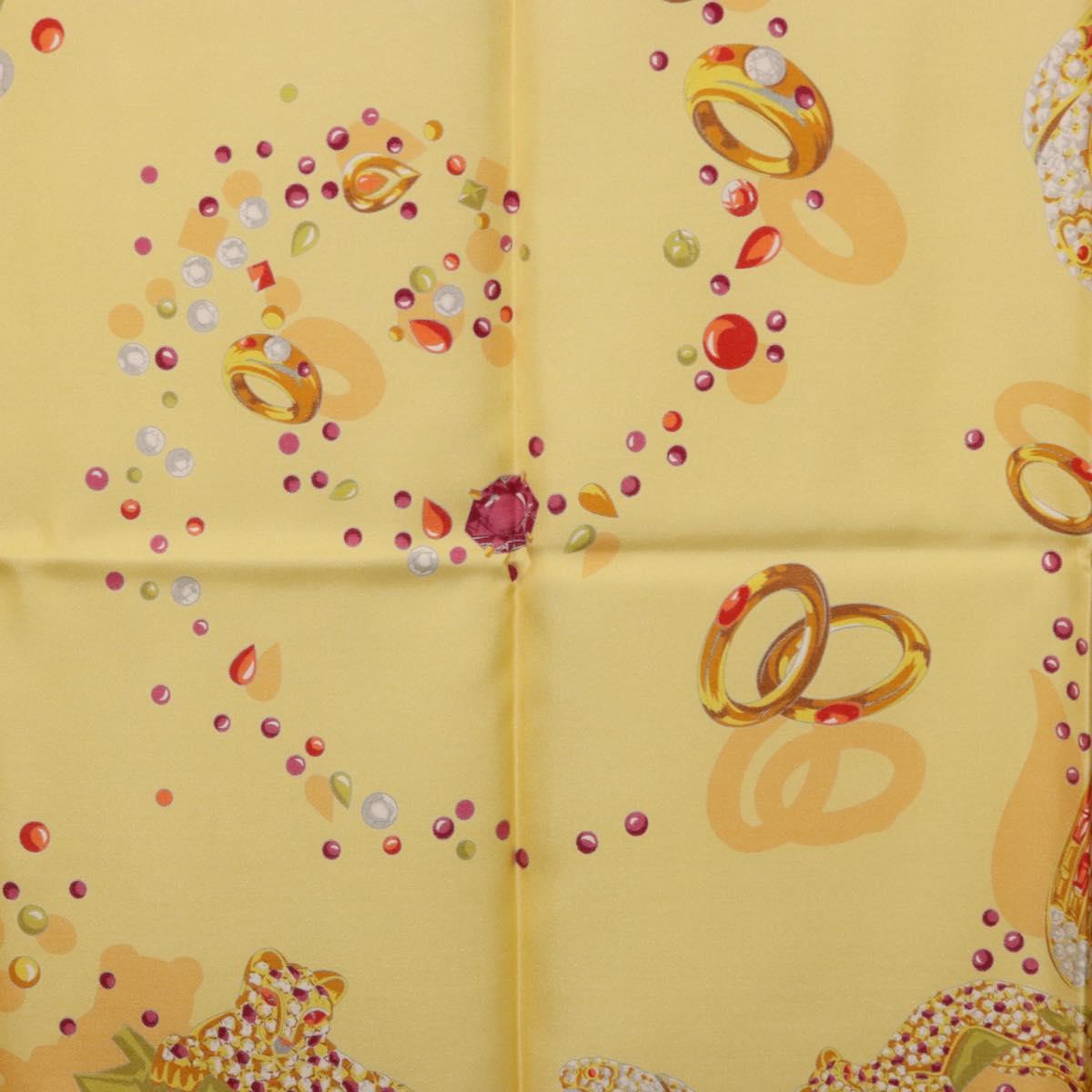 CARTIER Jewelry Pattern Scarf Silk Yellow Auth am12255M