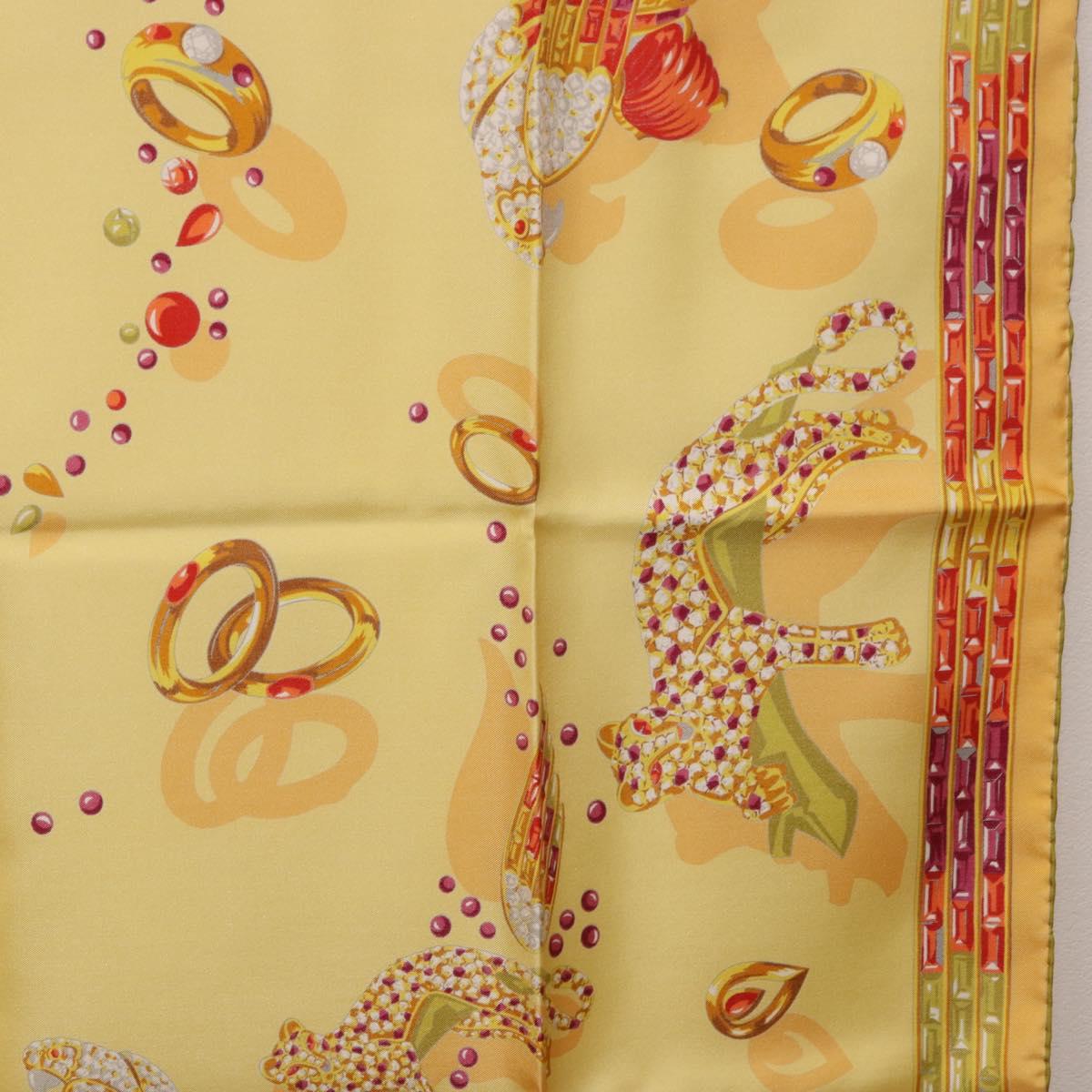 CARTIER Jewelry Pattern Scarf Silk Yellow Auth am12255M