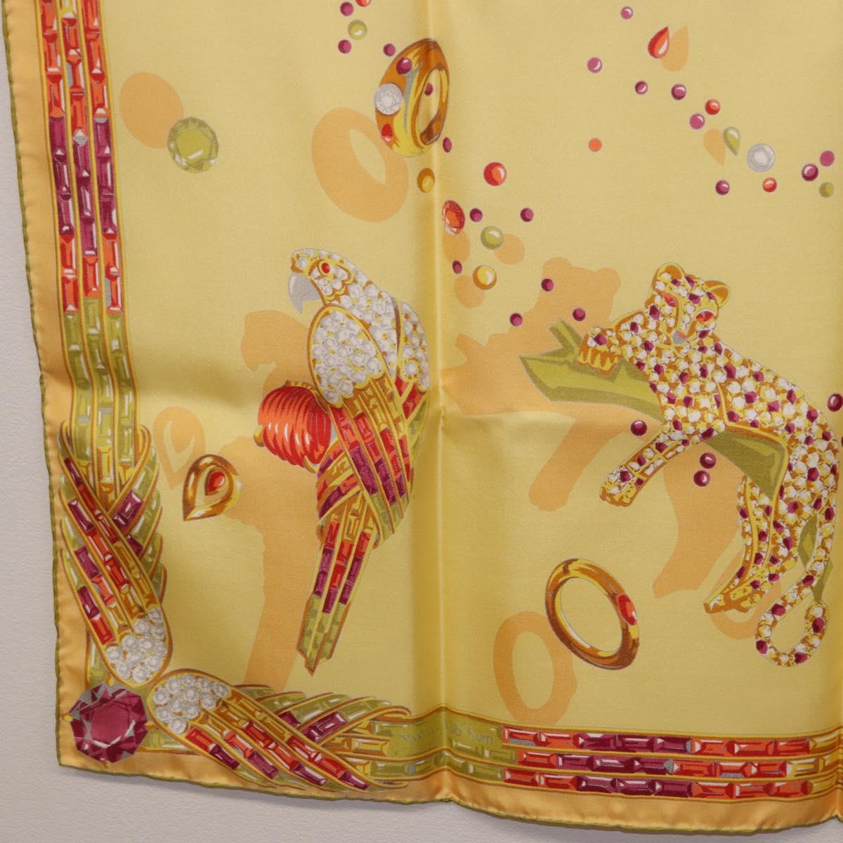 CARTIER Jewelry Pattern Scarf Silk Yellow Auth am12255M