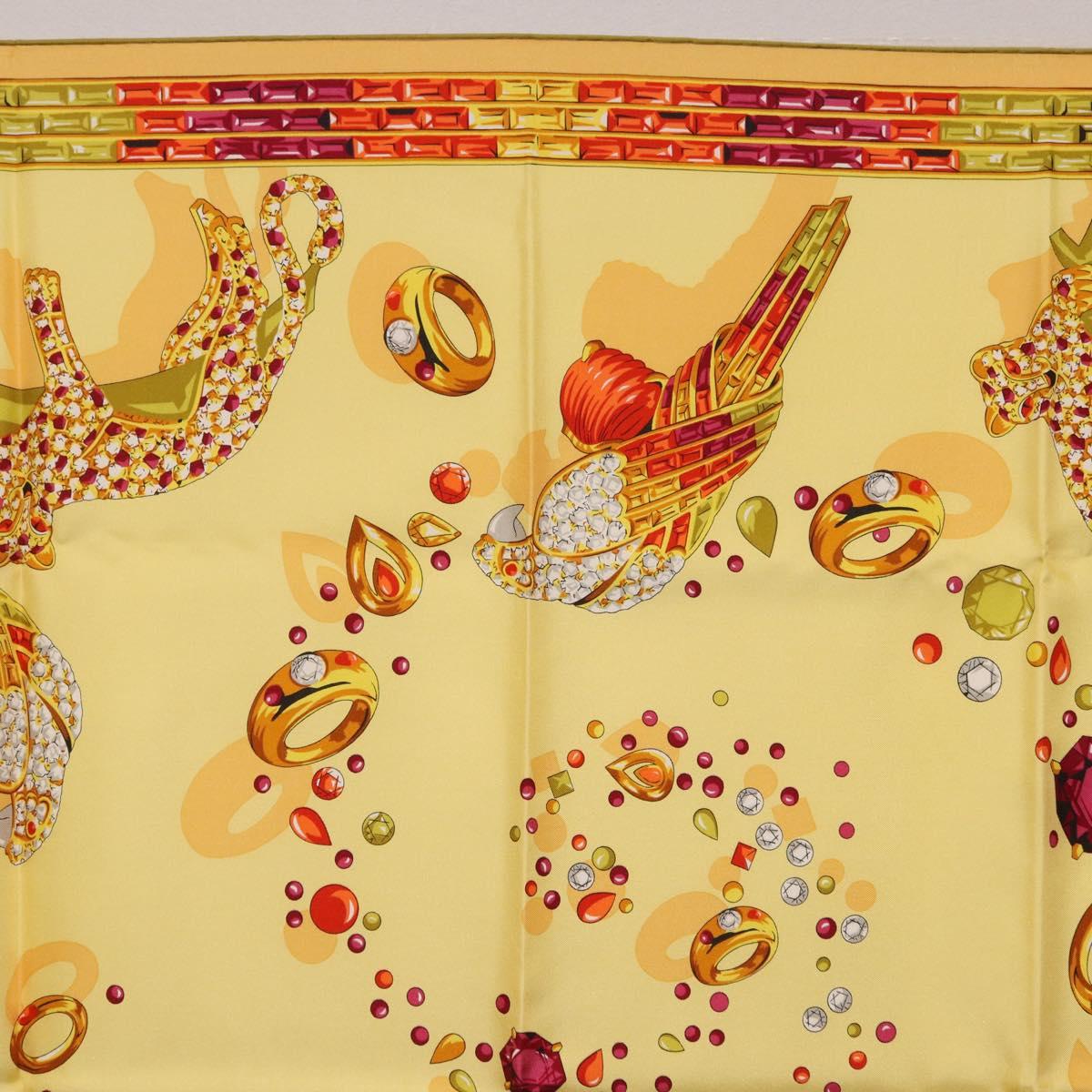 CARTIER Jewelry Pattern Scarf Silk Yellow Auth am12255M