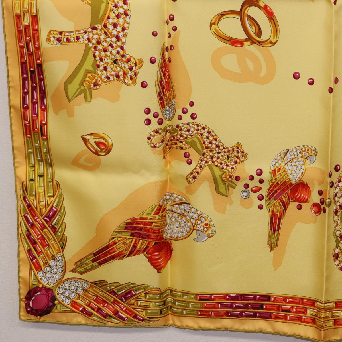 CARTIER Jewelry Pattern Scarf Silk Yellow Auth am12255M