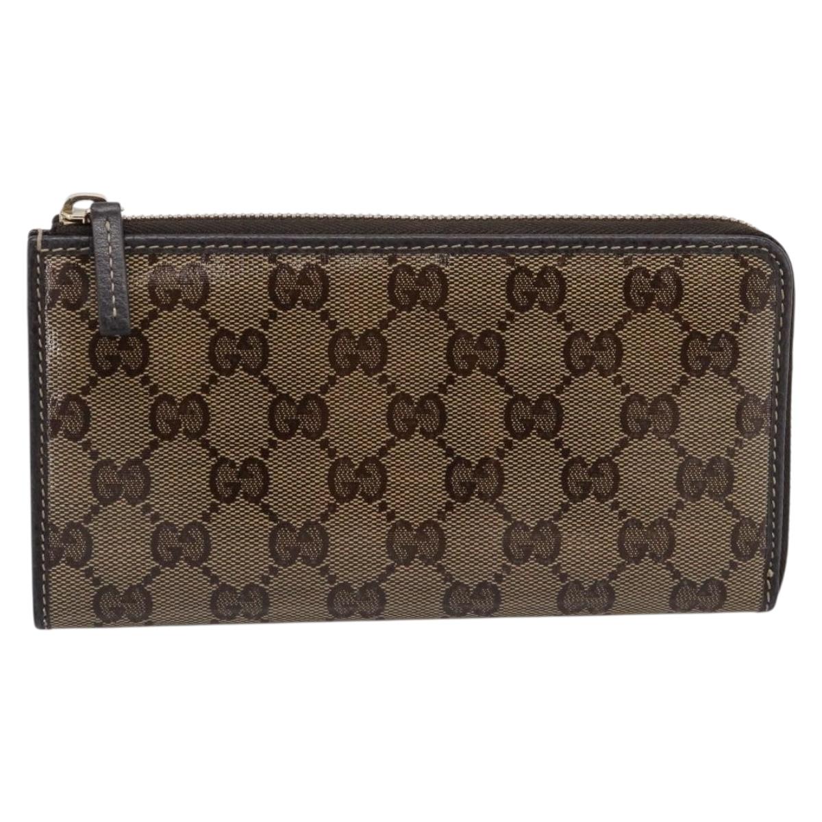 GUCCI GG Crystal Wallet Coated Canvas Outlet Beige Gold 332747 Auth am12258V