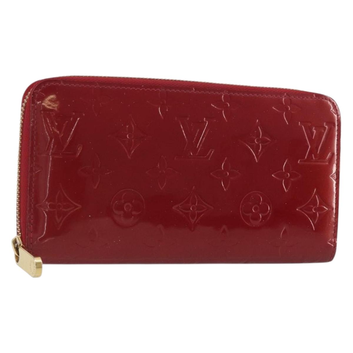 LOUIS VUITTON Monogram Vernis Zippy Wallet Rouge Grunadine M91732 Auth am12259V