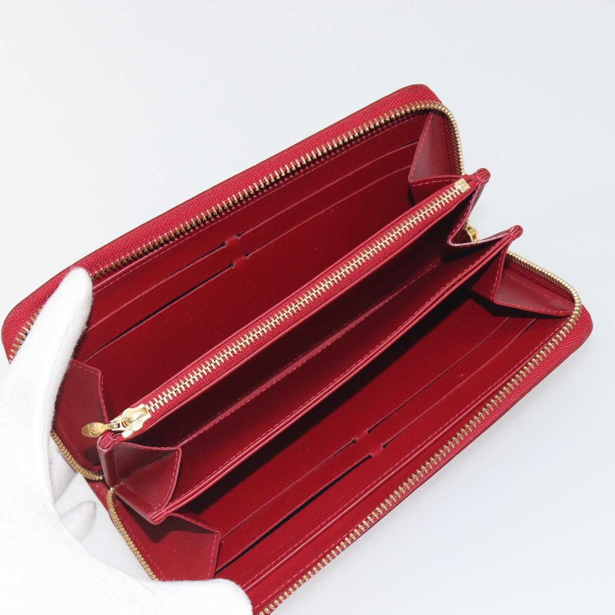 LOUIS VUITTON Monogram Vernis Zippy Wallet Rouge Grunadine M91732 Auth am12259V