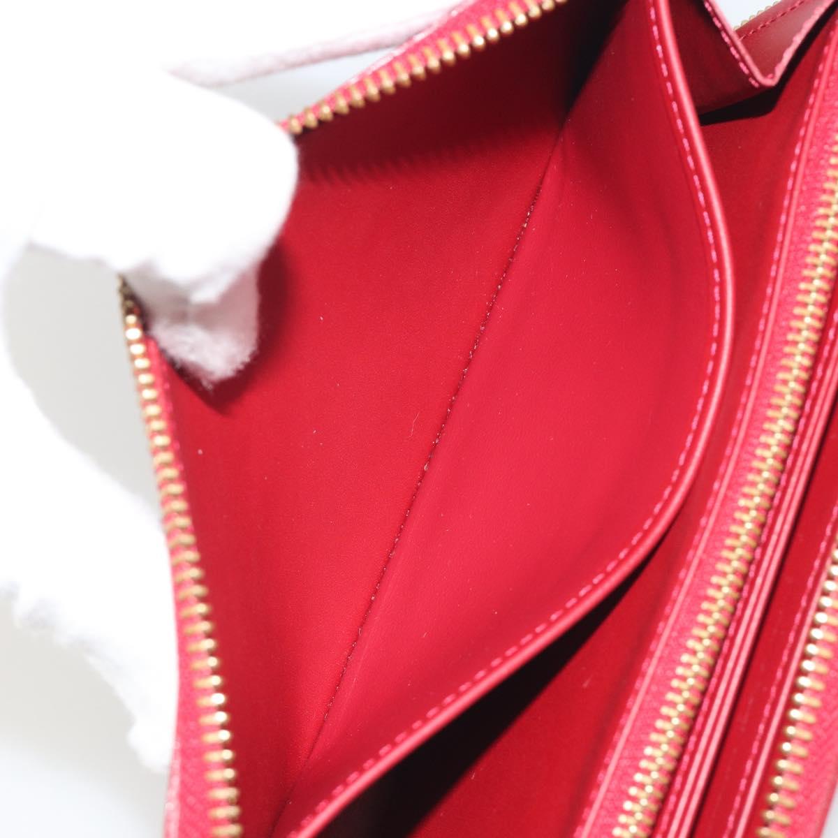 LOUIS VUITTON Monogram Vernis Zippy Wallet Rouge Grunadine M91732 Auth am12259V