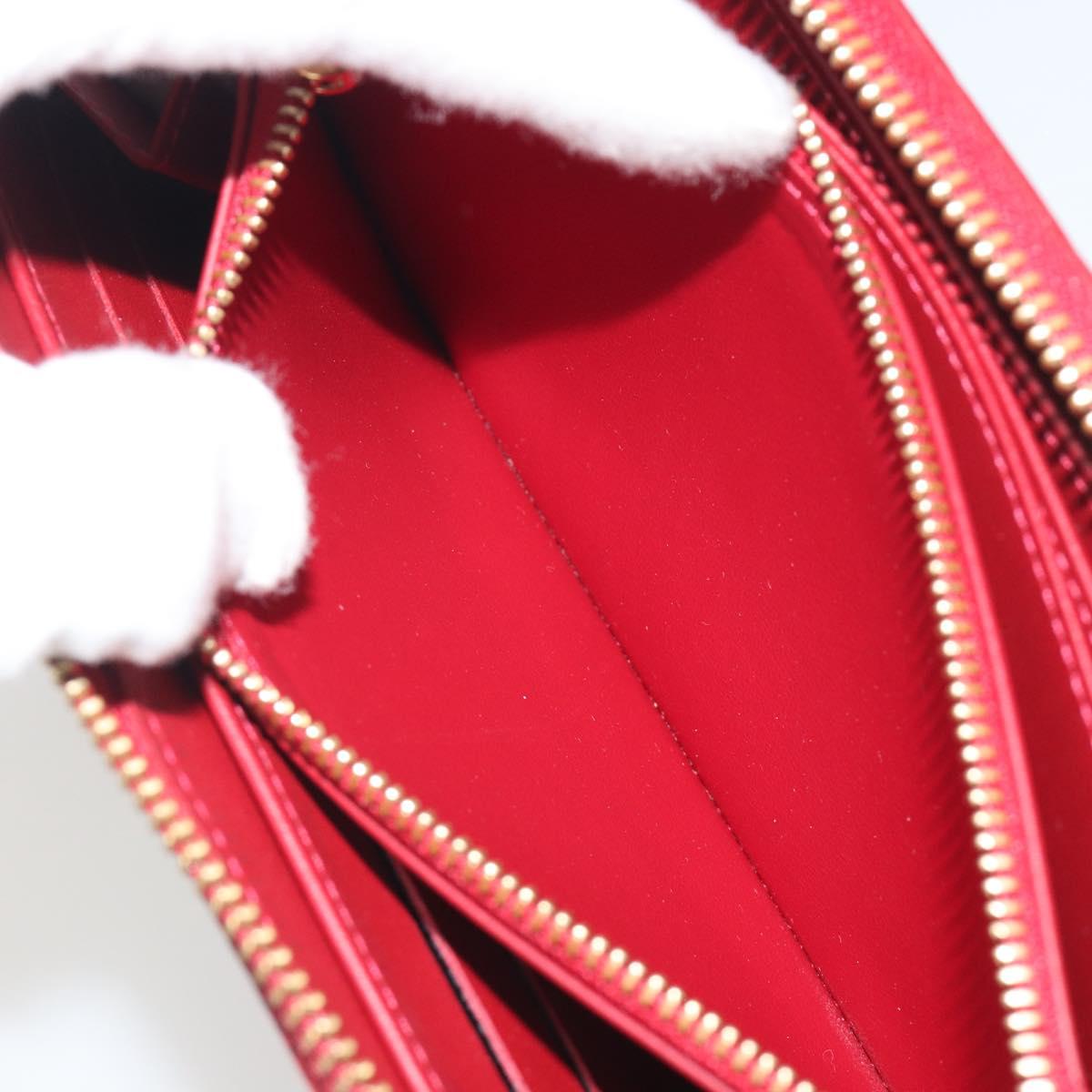 LOUIS VUITTON Monogram Vernis Zippy Wallet Rouge Grunadine M91732 Auth am12259V