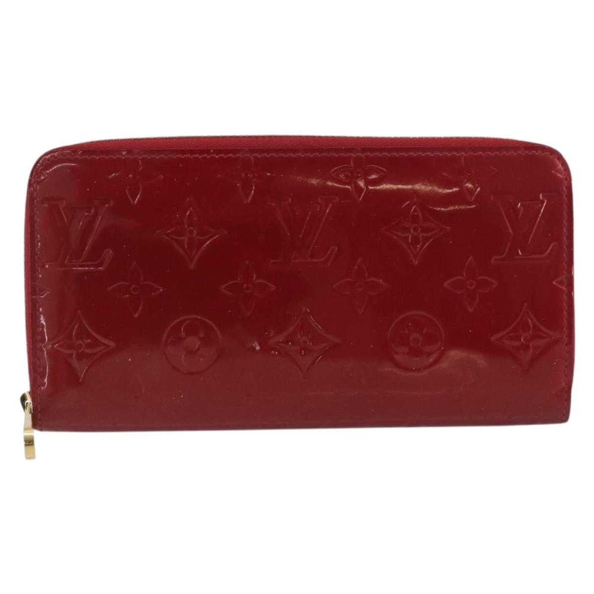 LOUIS VUITTON Monogram Vernis Zippy Wallet Rouge Grunadine M91732 Auth am12259V