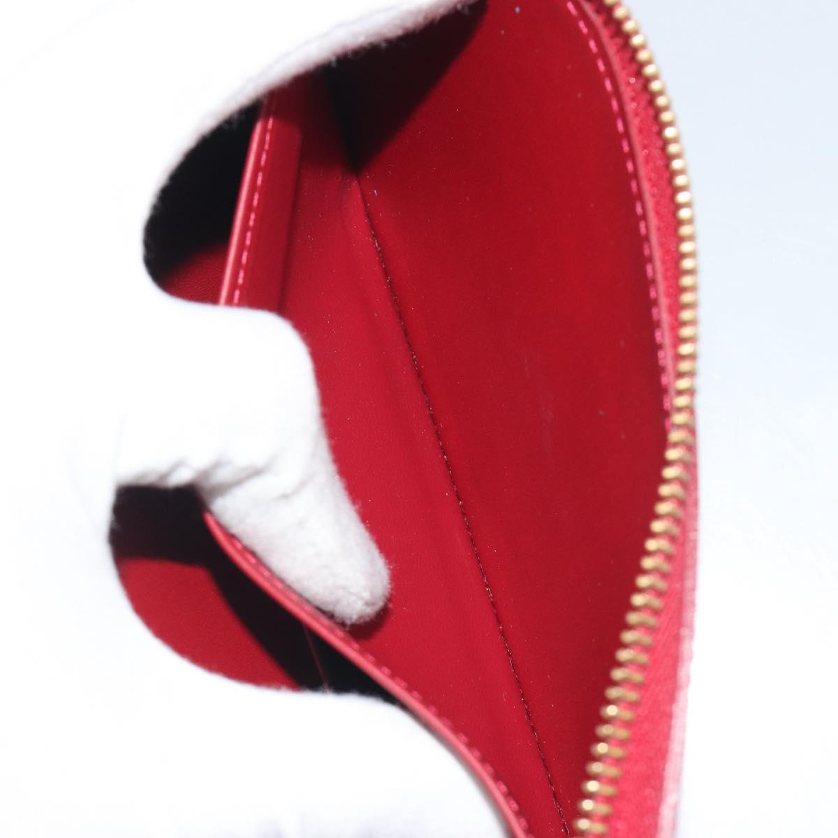 LOUIS VUITTON Monogram Vernis Zippy Wallet Rouge Grunadine M91732 Auth am12259V