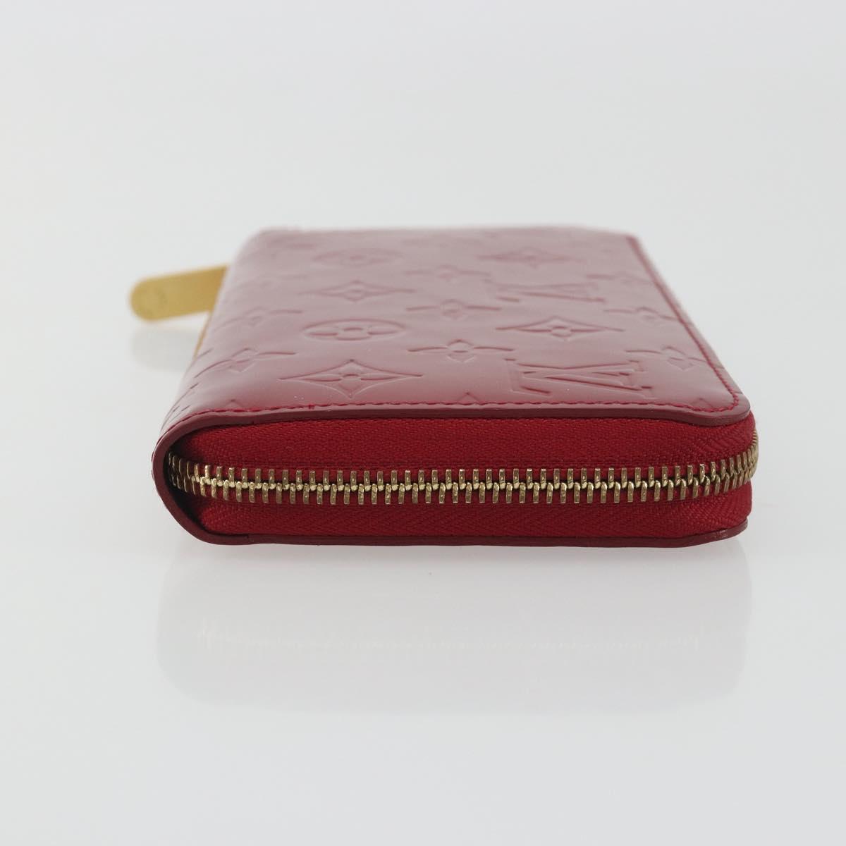 LOUIS VUITTON Monogram Vernis Zippy Wallet Rouge Grunadine M91732 Auth am12259V