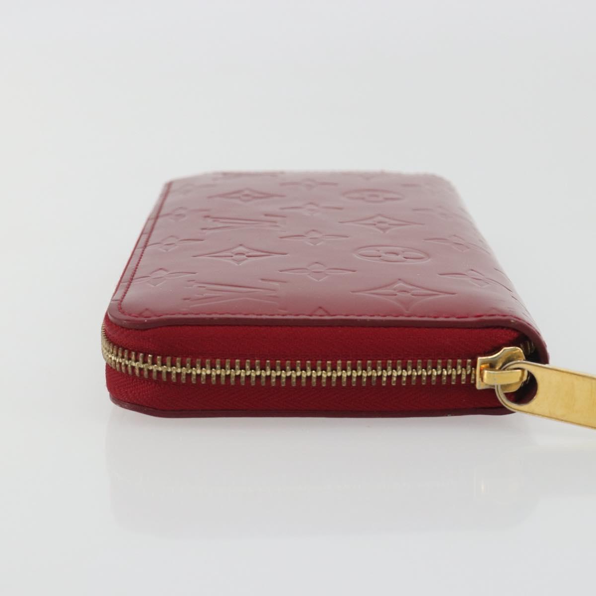 LOUIS VUITTON Monogram Vernis Zippy Wallet Rouge Grunadine M91732 Auth am12259V
