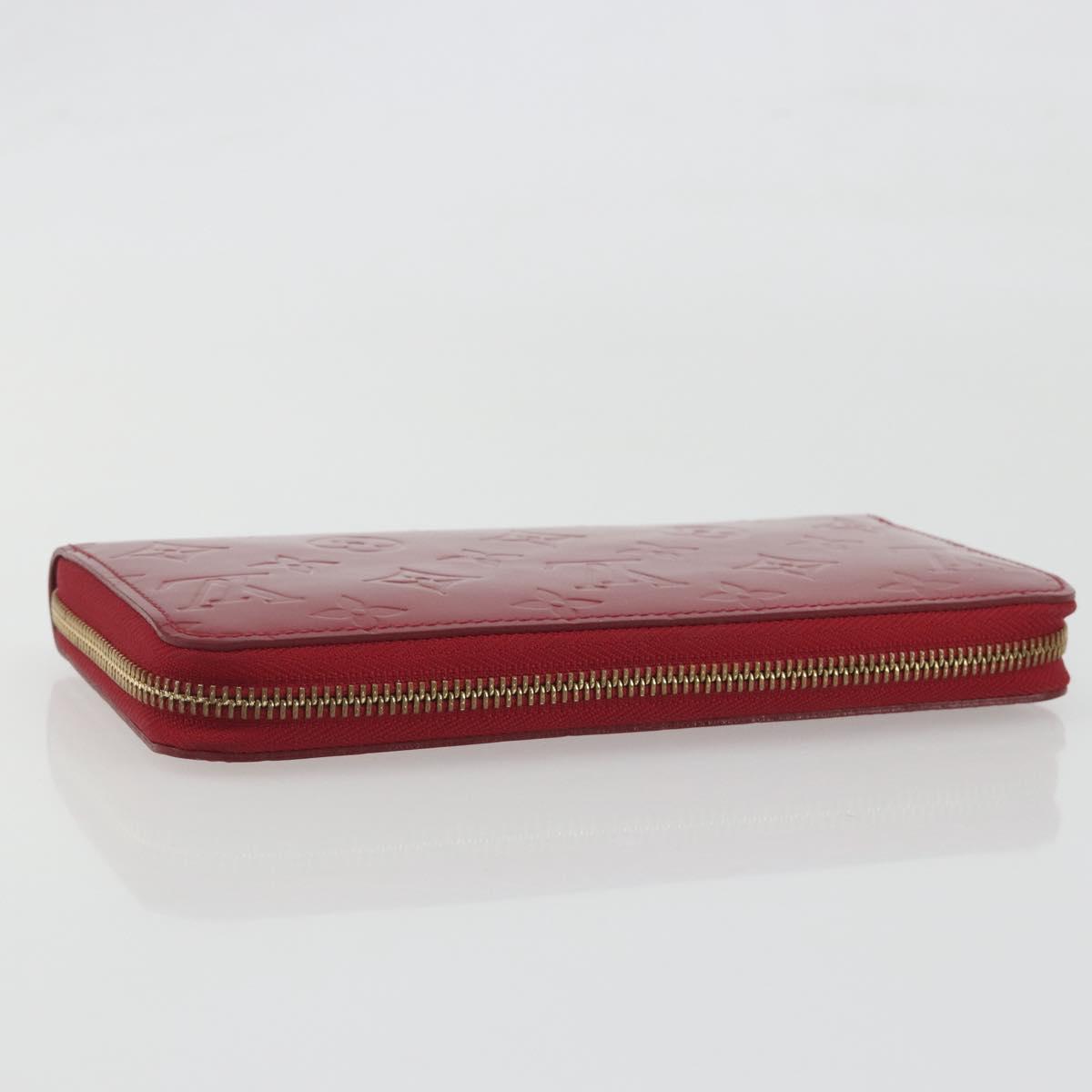 LOUIS VUITTON Monogram Vernis Zippy Wallet Rouge Grunadine M91732 Auth am12259V