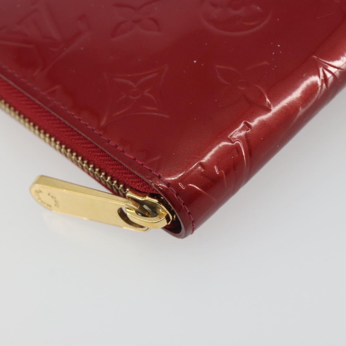LOUIS VUITTON Monogram Vernis Zippy Wallet Rouge Grunadine M91732 Auth am12259V