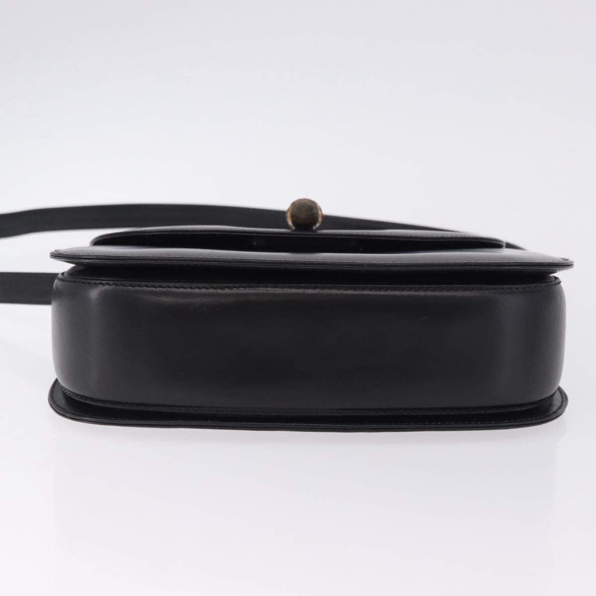 GUCCI Bamboo Hand Bag Leather 2way Black Gold 000 46 0633 Auth am12260SAV