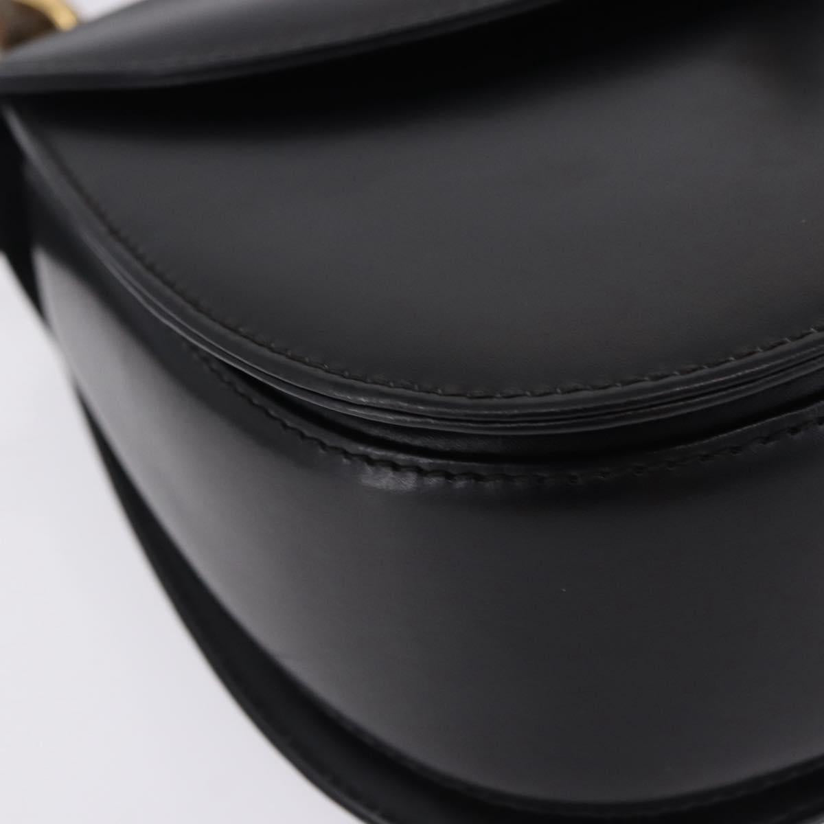 GUCCI Bamboo Hand Bag Leather 2way Black Gold 000 46 0633 Auth am12260SAV