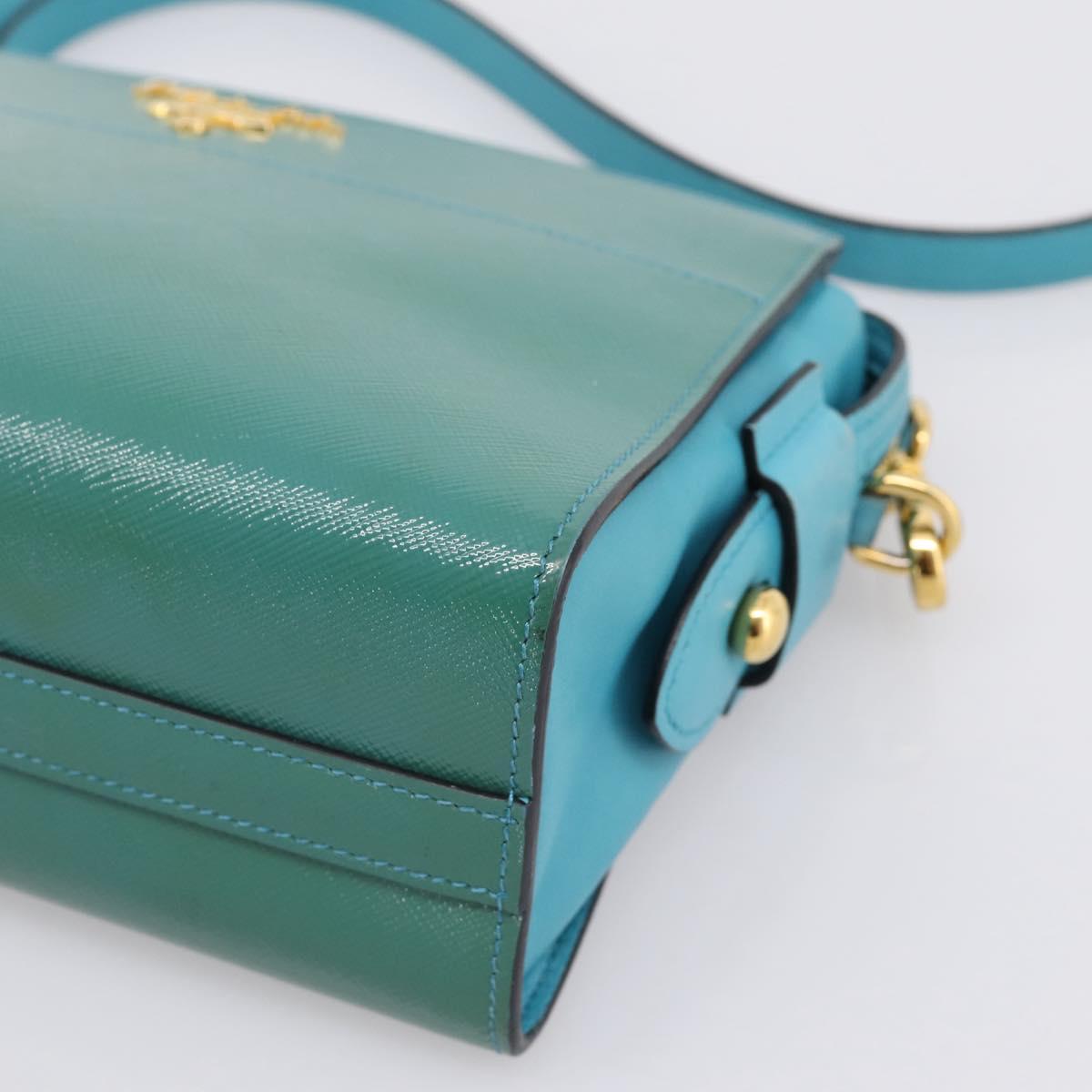 PRADA Shoulder Bag Safiano Leather Green Gold Auth am12262A