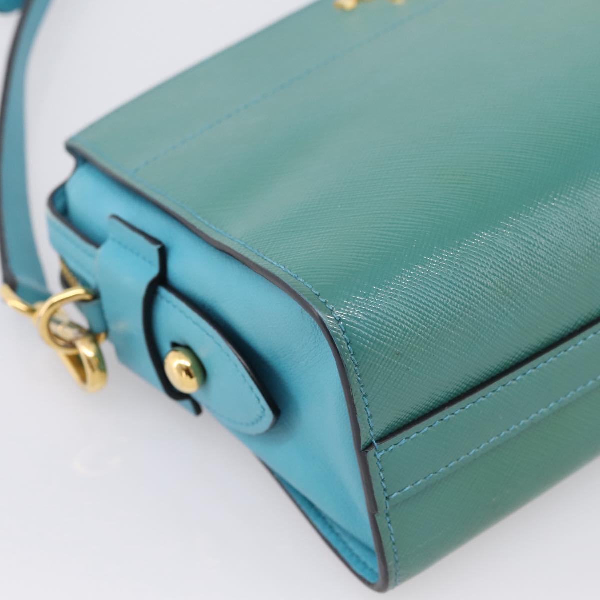 PRADA Shoulder Bag Safiano Leather Green Gold Auth am12262A