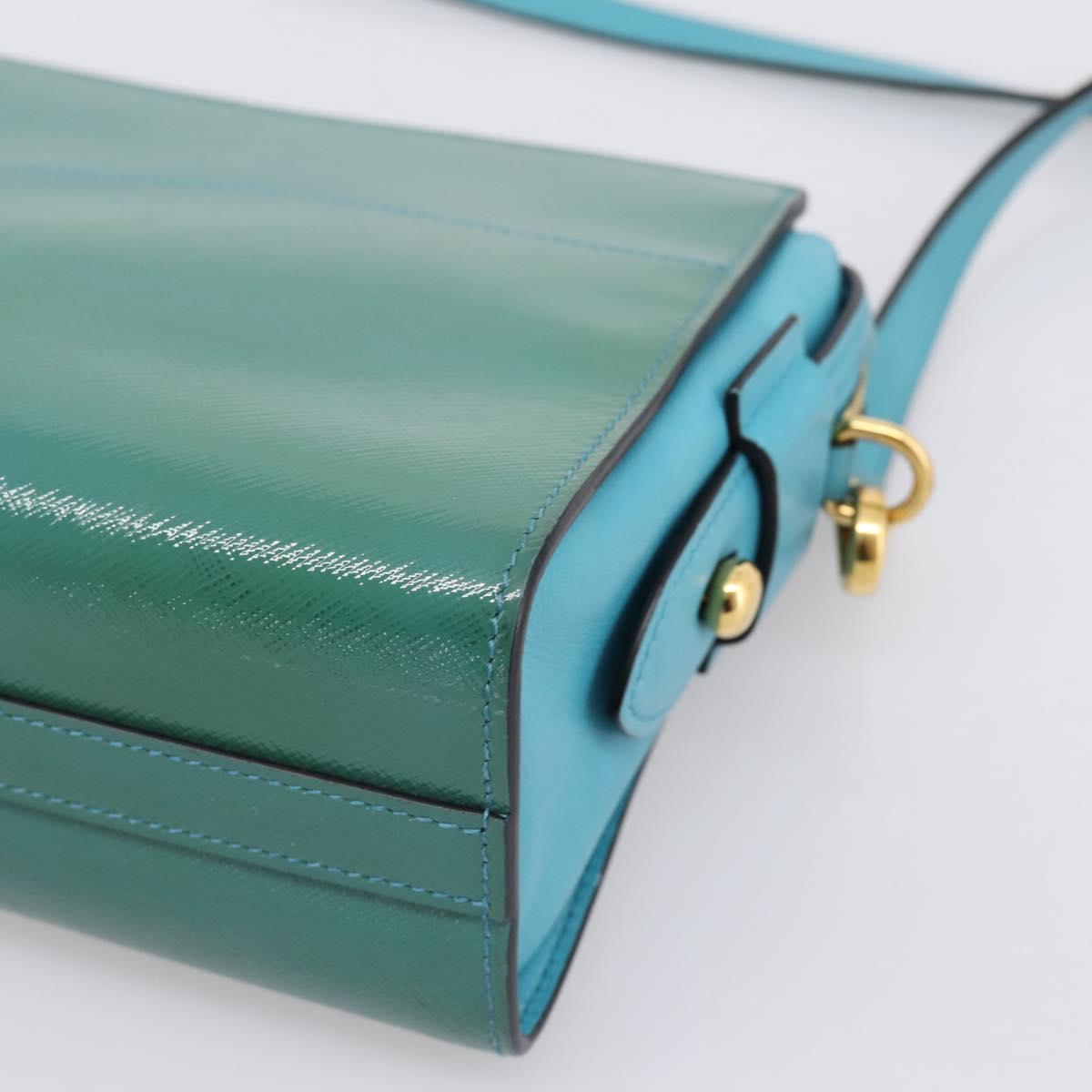 PRADA Shoulder Bag Safiano Leather Green Gold Auth am12262A